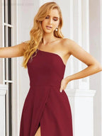 Numbersea Women's One Shoulder Formal Prom Gowns for Mother of The Bride Side Slit Bridesmaid Dresses 28052