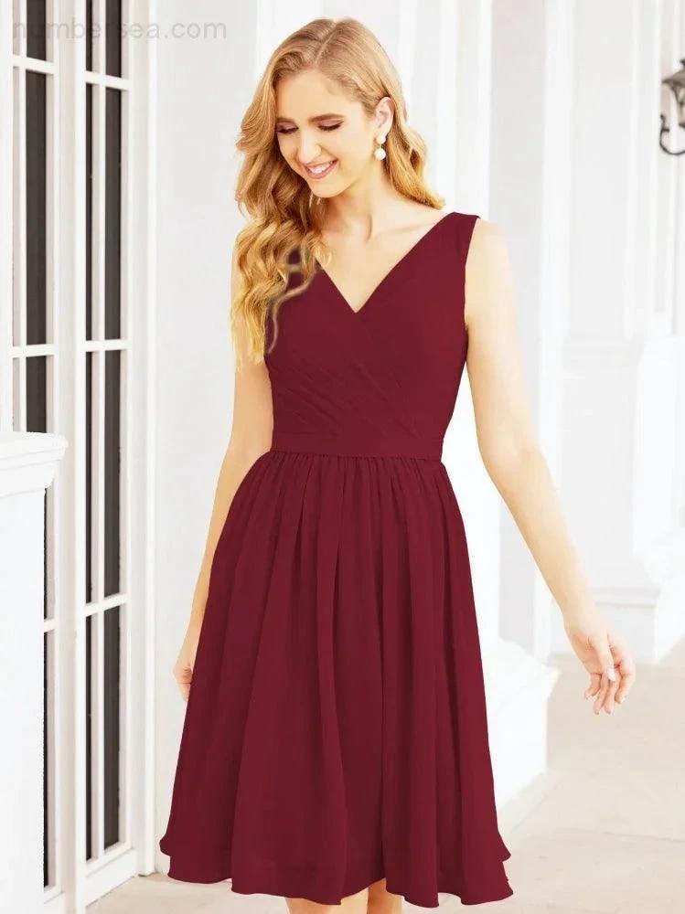 Numbersea Homecoming Dresses Knee Length Skirt V Back 28062