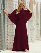 Sunnderly  Bridesmaid Dress Women Long Sleeve V-Neck Chiffon Formal Wedding Party Dress SY28018