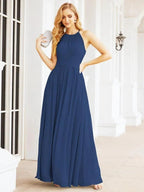 Numbersea Sleeveless Bridesmaid Dresses Long Prom Gown Zipper with Keyhole Back 28056