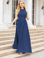 Numbersea Halter Bridesmaid Dress Empire Waist Formal Evening Prom Gown for Mother of The Bride 28030