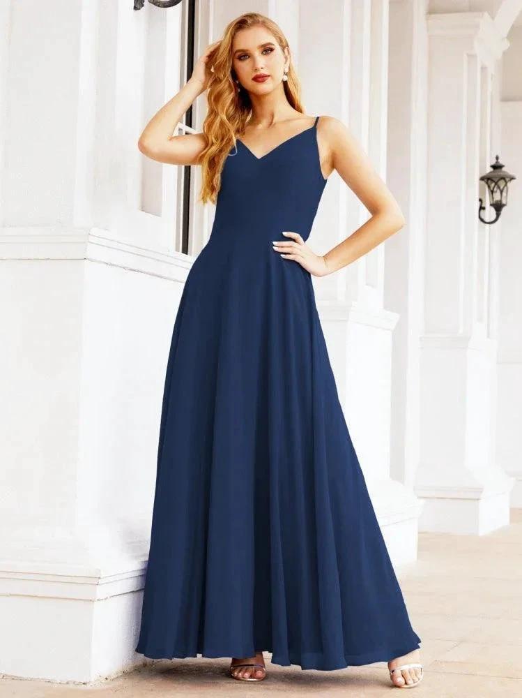 Numbersea Spaghetti Strap Bridesmaid Dresses V Neck Butterfly Back Fromal Evening Party Prom Gown 28036
