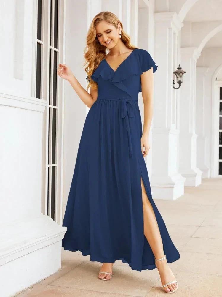 Bridesmaid Dresses with Flutter Sleeves Formal Evening Party Prom Gowns 28044
