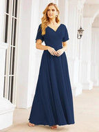 Numbersea Formal Prom Gowns for Mother of The Bride Short Sleeves Bridesmaid Dress 28049