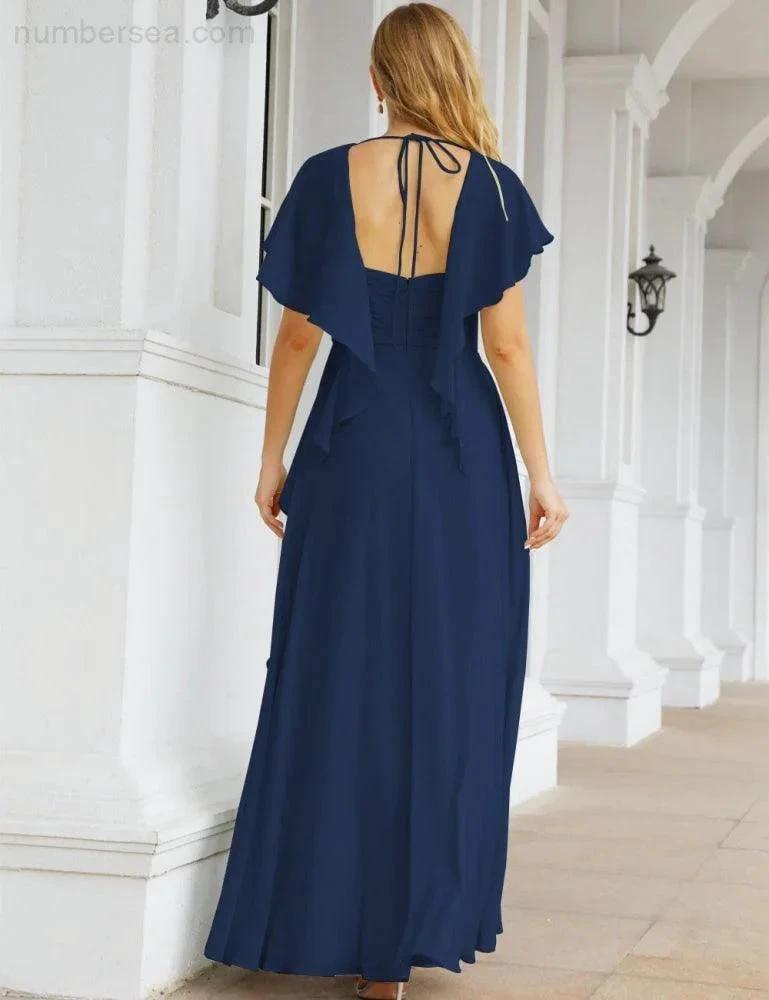 Numbersea Bridesmaid Dresses Backless Formal Prom Gowns for Evening Party Mother of The Bride Dress 28040