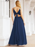 Numbersea Spaghetti Strap Bridesmaid Dresses V Neck Butterfly Back Fromal Evening Party Prom Gown 28036