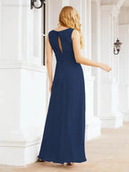 Formal Prom Gown Elegant V-Neck Sleeveless Bridesmaid Dresses for Wedding Party 28037