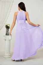 Numbersea Formal Party Gown Dress Chiffon Halter Long Sleeveless Bridesmaid Dresses 2802
