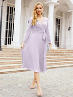 Bridesmaid Dress V-Back Waist Belt Mother of the Bride Wedding Guest SY28031