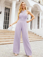 Numbersea Crisscross Neck Jumpsuit Formal Evening Dress Long Bridesmaid Dresses Bell-bottomed Pants 28033