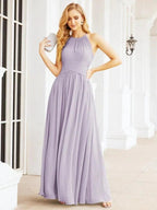 Numbersea Sleeveless Bridesmaid Dresses Long Prom Gown Zipper with Keyhole Back 28056