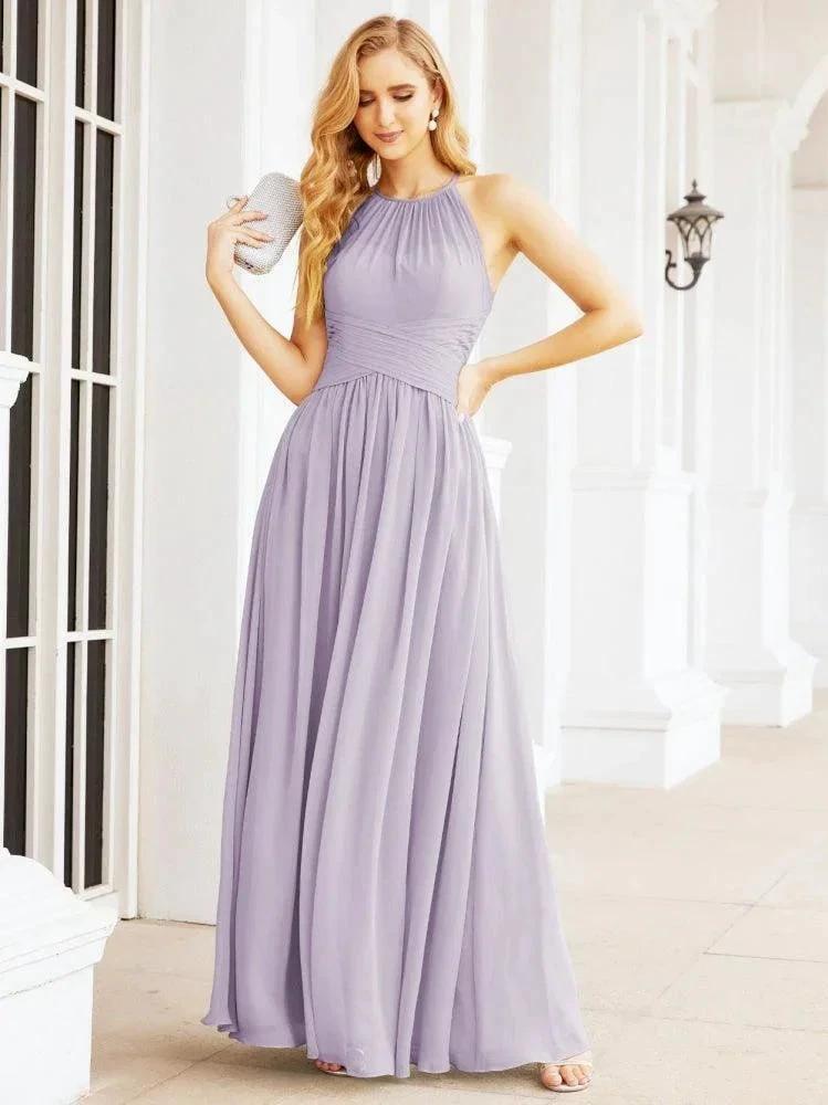Numbersea Sleeveless Bridesmaid Dresses Long Prom Gown Zipper with Keyhole Back 28056