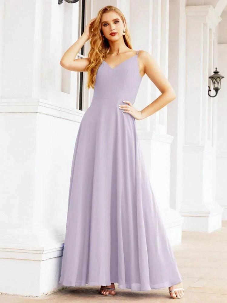 Numbersea Spaghetti Strap Bridesmaid Dresses V Neck Butterfly Back Fromal Evening Party Prom Gown 28036