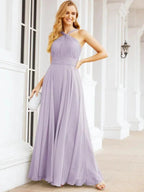 Numbersea Crisscross Halter Bridesmaid Dresses for Party Wedding Evening Prom Maxi Ball Gowns 28053