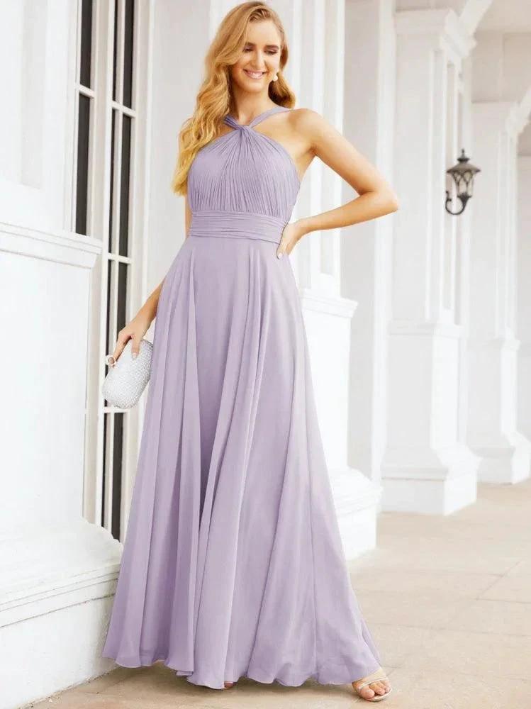 Numbersea Crisscross Halter Bridesmaid Dresses for Party Wedding Evening Prom Maxi Ball Gowns 28053