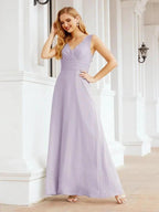 Formal Prom Gown Elegant V-Neck Sleeveless Bridesmaid Dresses for Wedding Party 28037