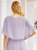 Numbersea Bridesmaid Dresses for Wedding Formal Evening Party Prom Gown with Cape 28050