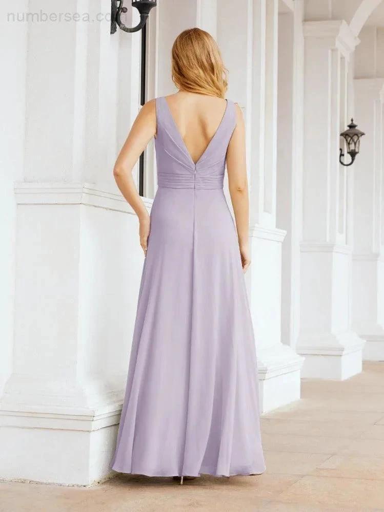 Numbersea Bridesmaid Dresses for Wedding Ruffles Long Formal Prom Gowns 28039