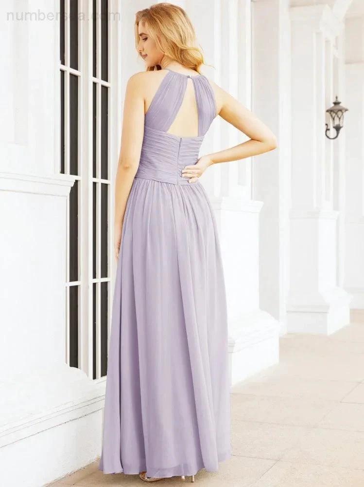 Numbersea Sleeveless Bridesmaid Dresses Long Prom Gown Zipper with Keyhole Back 28056