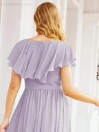 Bridesmaid Dresses with Flutter Sleeves Formal Evening Party Prom Gowns 28044