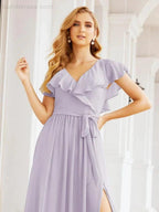 Bridesmaid Dresses with Flutter Sleeves Formal Evening Party Prom Gowns 28044