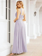 Numbersea Crisscross Halter Bridesmaid Dresses for Party Wedding Evening Prom Maxi Ball Gowns 28053
