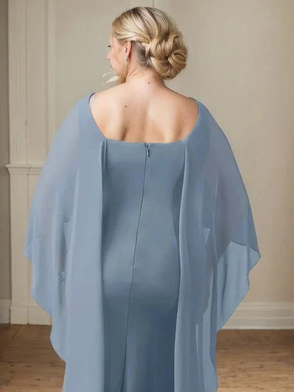 Sheath Scoop Floor-Length Chiffon Mother of the Bride Dress With Cascading Ruffles