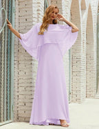 Sunnderly  Bridesmaid Dress Women Long Sleeve V-Neck Chiffon Formal Wedding Party Dress SY28018