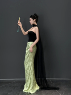 Vintage Strapless Satin Mermaid Prom Dress Long Evening Dress Y8593