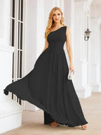 Numbersea One Shoulder Bridesmaid Dresses Long Maxi Formal Evening Party Prom Gowns 28061