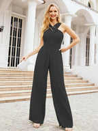Numbersea Crisscross Neck Jumpsuit Formal Evening Dress Long Bridesmaid Dresses Bell-bottomed Pants 28033