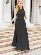 Numbersea Halter Bridesmaid Dress Empire Waist Formal Evening Prom Gown for Mother of The Bride 28030