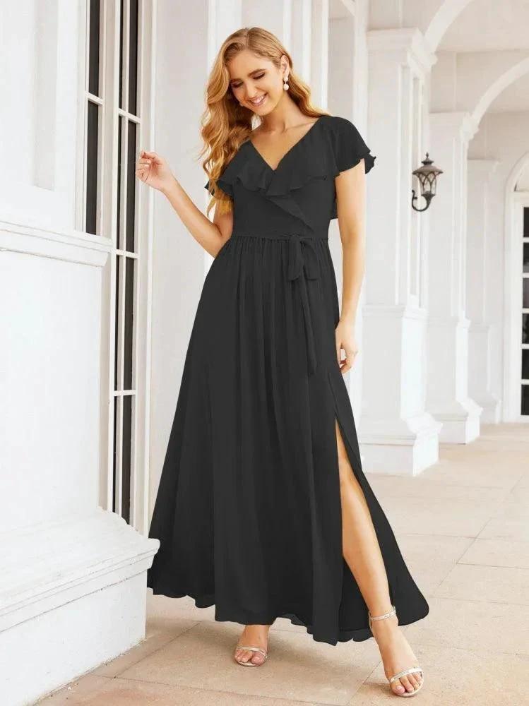 Bridesmaid Dresses with Flutter Sleeves Formal Evening Party Prom Gowns 28044