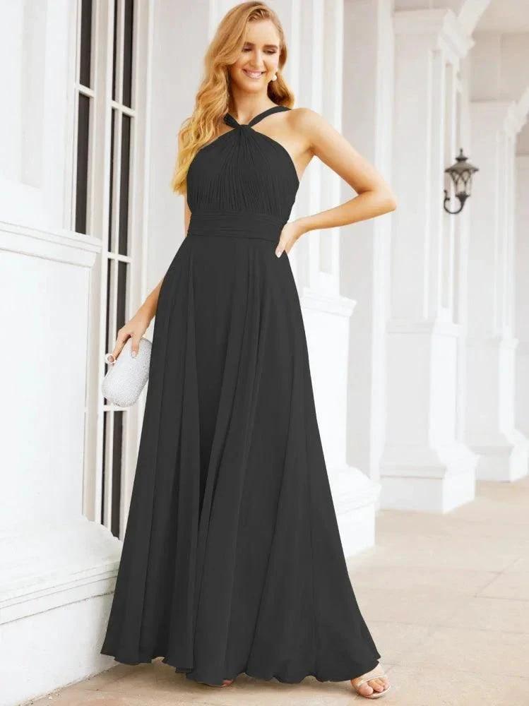 Numbersea Crisscross Halter Bridesmaid Dresses for Party Wedding Evening Prom Maxi Ball Gowns 28053