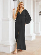 Numbersea Bridesmaid Dresses with Split for Wedding Party Flutter Sleeves 28045