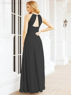 Numbersea Sleeveless Bridesmaid Dresses Long Prom Gown Zipper with Keyhole Back 28056