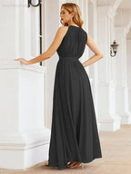 Numbersea Halter Bridesmaid Dress Empire Waist Formal Evening Prom Gown for Mother of The Bride 28030