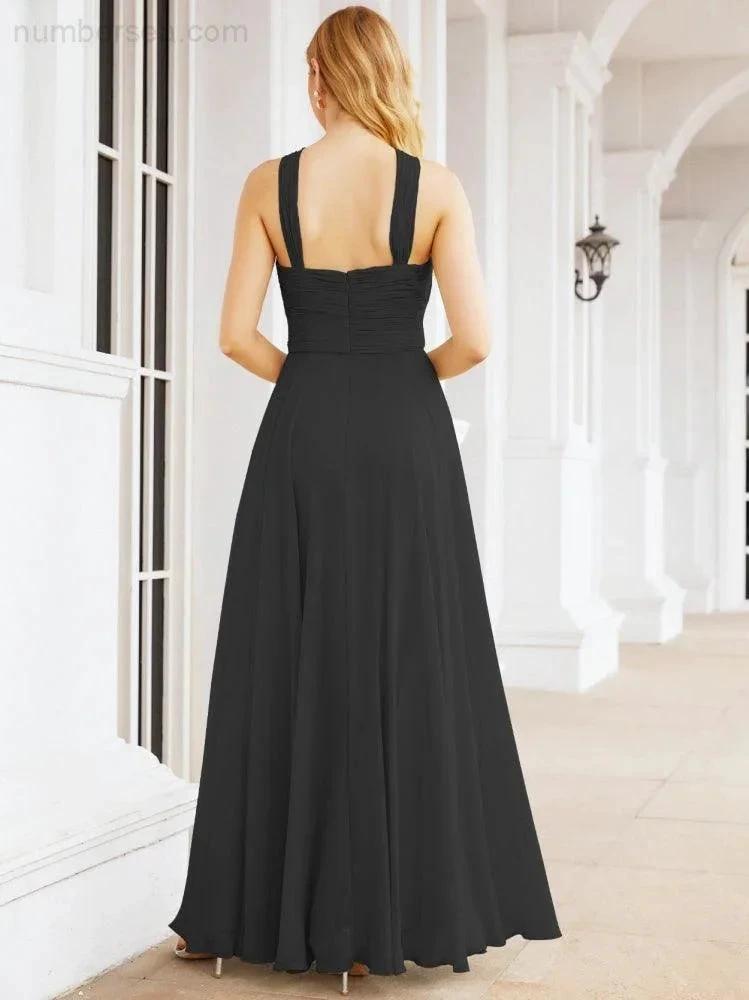 Numbersea Crisscross Halter Bridesmaid Dresses for Party Wedding Evening Prom Maxi Ball Gowns 28053