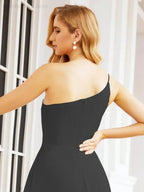 Numbersea Women's One Shoulder Formal Prom Gowns for Mother of The Bride Side Slit Bridesmaid Dresses 28052