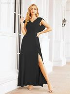 Sunnderly Bridesmaid Dresses Cape Formal Prom Dress Open Back Gowns for Mother of The Bride SY28058