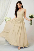 Women's Chiffon Long Bridesmaid Dresses A line Sleeveless Formal Prom Gown for Evening Party Homecoming Dresses 2808