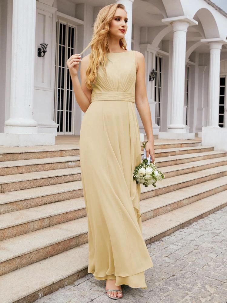 Numbersea Bridesmaid Dresses for Wedding Ruffles Long Formal Prom Gowns 28039