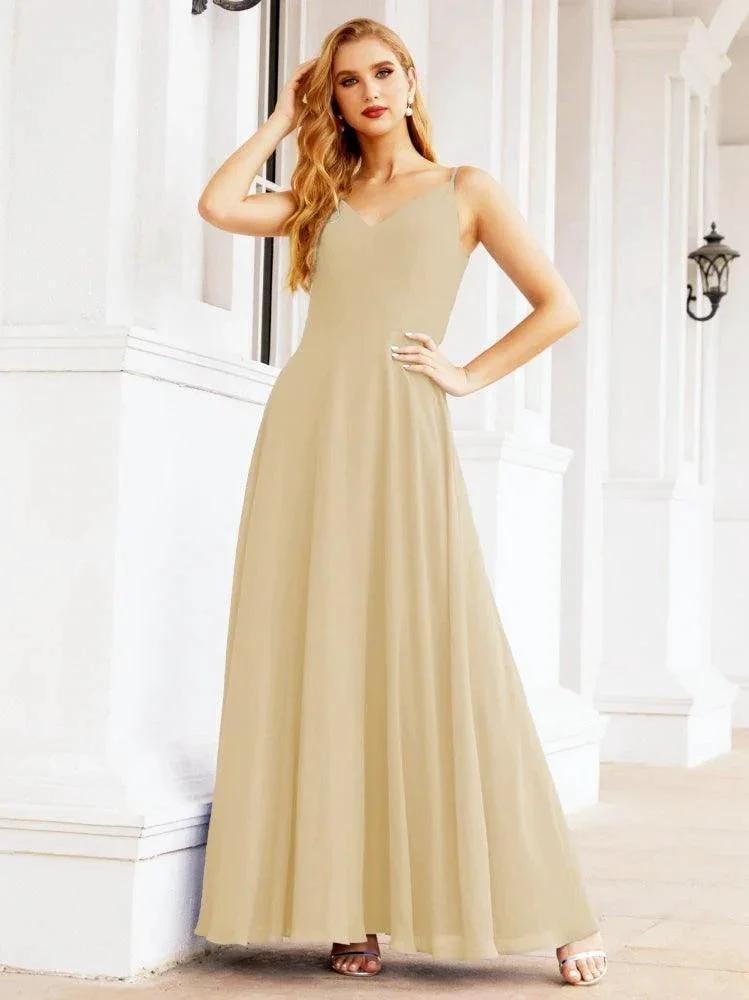 Numbersea Spaghetti Strap Bridesmaid Dresses V Neck Butterfly Back Fromal Evening Party Prom Gown 28036