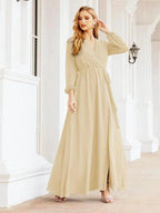 Sunnderly Women's Chiffon Bridesmaid Dress A line Long Sleeves Formal Evening Prom Gown for Wedding Guest SY28032
