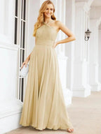 Numbersea Crisscross Halter Bridesmaid Dresses for Party Wedding Evening Prom Maxi Ball Gowns 28053