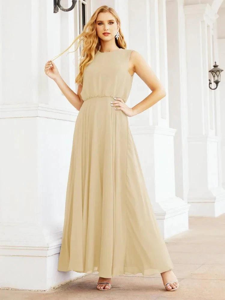 Numbersea Sleeveless Long Bridesmaid Dress A line Formal Evening Prom Gown 28025