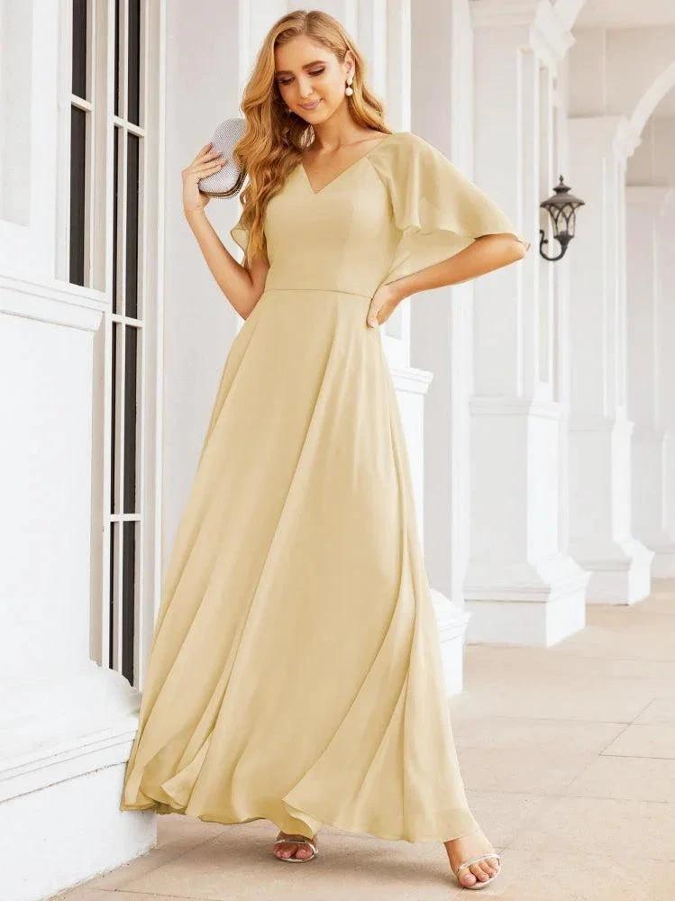 Numbersea Bridesmaid Dresses for Wedding Formal Evening Party Prom Gown with Cape 28050