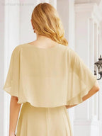 Numbersea Bridesmaid Dresses for Wedding Formal Evening Party Prom Gown with Cape 28050