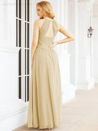 Numbersea Sleeveless Bridesmaid Dresses Long Prom Gown Zipper with Keyhole Back 28056