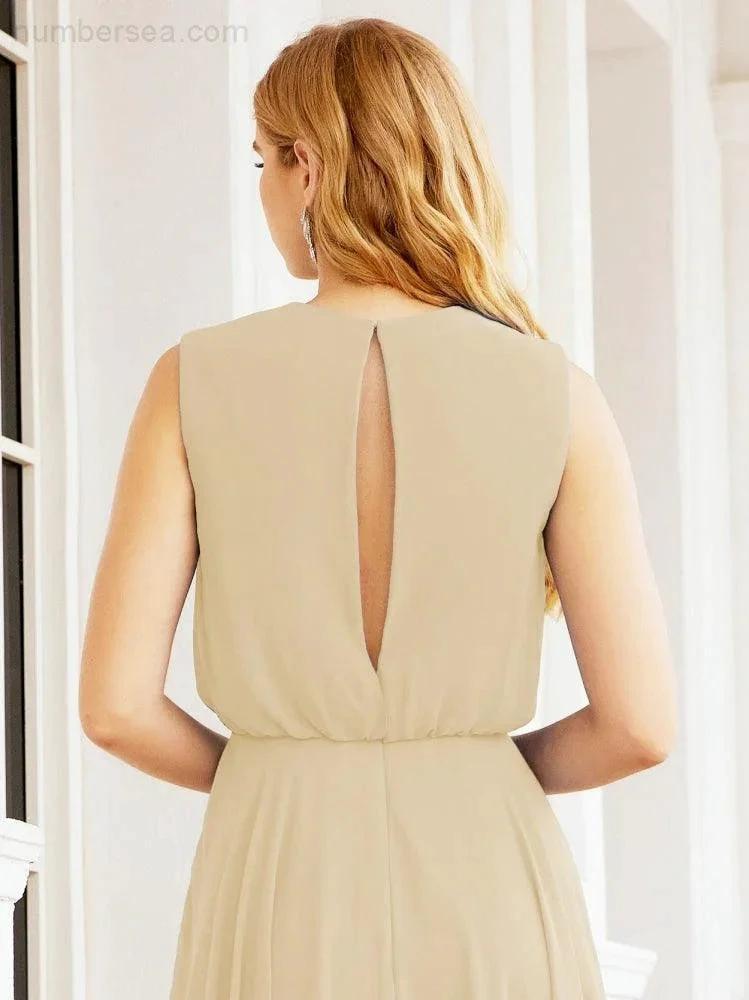 Numbersea Sleeveless Long Bridesmaid Dress A line Formal Evening Prom Gown 28025